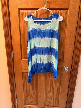 Sleeveless Blue & Mint Tie-Dye Tank Top 2XL